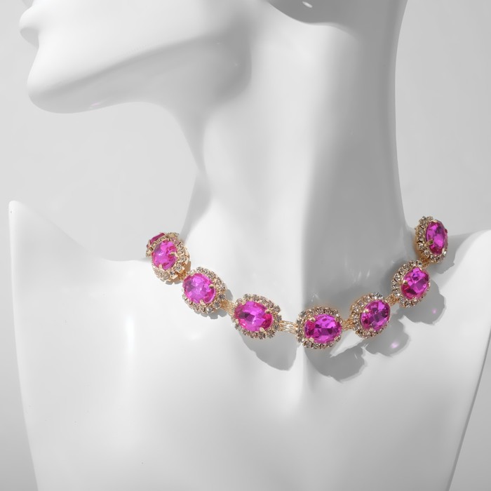 Колье «Бурлеск» овалы, цвет бело-розовый в золоте, 30 см - Фото 1