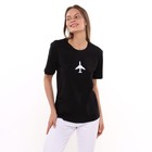 Футболка женская «самолёт», цвет чёрный, размер 54 - фото 22500138