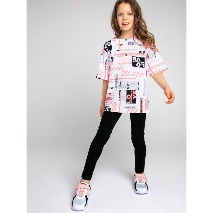 Комплект для девочек: футболка, легинсы, рост 134 см