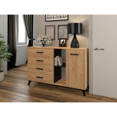 Комод для хранения «Светлана», 1375×400×905 мм, цвет дуб золотой/венге