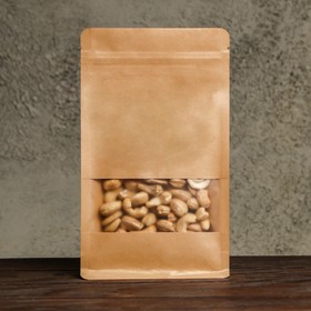 

Пакет Zip-lock, крафт, с плоским дном, прямоугольное окно, 14 х 24 см