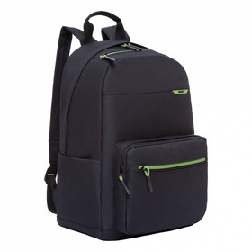 Рюкзак молодёжный 41 х 28 х 18 см, Grizzly, чёрный/зелёный