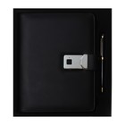 Ежедневник-органайзер в подарочной упаковке, А5, 140 листов, с ручкой, сканером пальца и зарядкой, в подарочной коробке, обложка ПВХ, чёрный - Фото 2