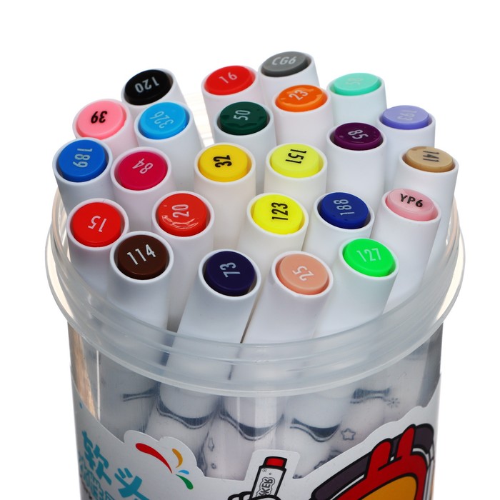 Набор маркеров, 24 цветов, кистеобразный наконечник, в пластиковой коробке