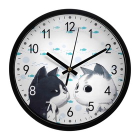 Часы настенные "Котики", d-20 см, плавный ход
