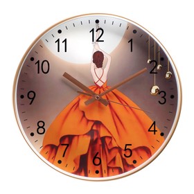 Часы настенные, серия: Интерьер, "Балерина", плавный ход, d-30 см, АА