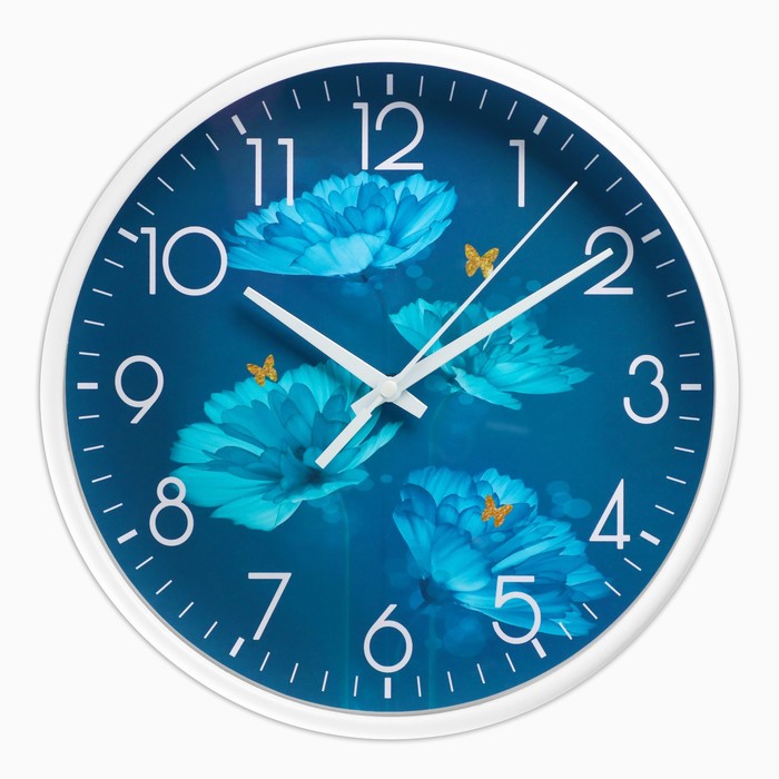 Часы настенные "Цветы", d-25 см, плавный ход - Фото 1