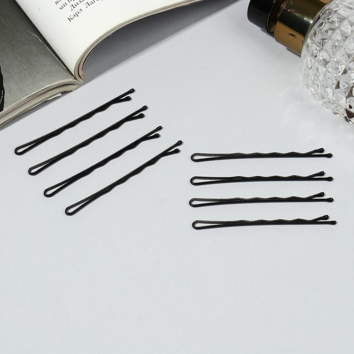 Невидимки для волос QF «Классика», набор 20 шт., рельеф, 5.5 см, чёрные