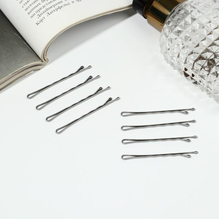 Невидимки для волос QF «Классика», набор 20 шт., рельеф, 5 см, блеск