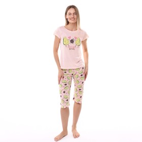 Комплект женский домашний (футболка/бриджи), цвет персиковый, размер 46