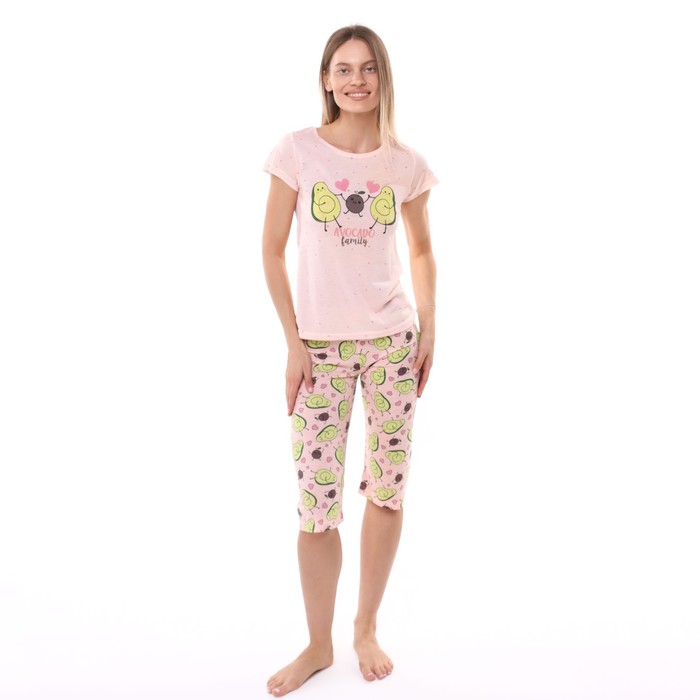 Комплект женский домашний (футболка/бриджи), цвет персиковый, размер 48 - Фото 1