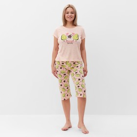 Комплект женский домашний (футболка/бриджи), цвет персиковый, размер 50