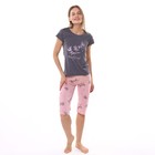 Комплект женский домашний (футболка/бриджи), цвет сливовый, размер 44 - фото 319754206