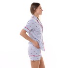 Комплект женский домашни (рубашка/шорты), цвет голубой/красный, размер 52 - фото 22400936