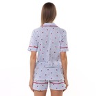 Комплект женский домашни (рубашка/шорты), цвет голубой/красный, размер 52 - фото 22400937