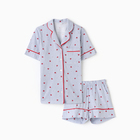 Комплект женский домашни (рубашка/шорты), цвет голубой/красный, размер 56 - фото 26676198