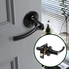 Защелка (мод.3186), межкомнатная, фиксатор, 3 ключа, матовая, чёрная - Фото 1