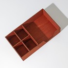 Салфетница деревянная Доляна, с отделениями для специй, 13,5×23,5×6 см, цвет мокко - фото 4386022