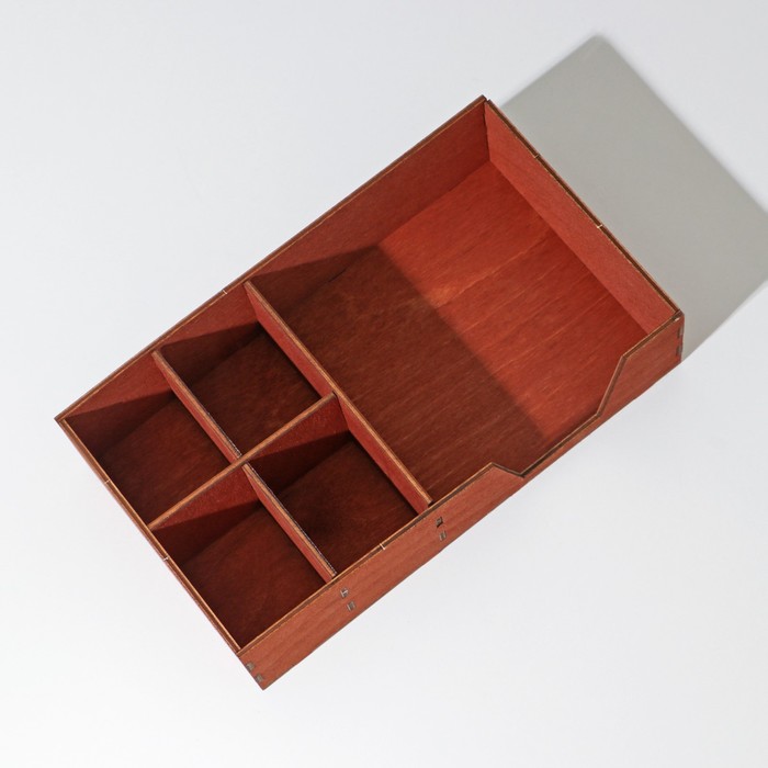 Салфетница деревянная Доляна, с отделениями для специй, 13,5×23,5×6 см, цвет мокко - фото 1888665160