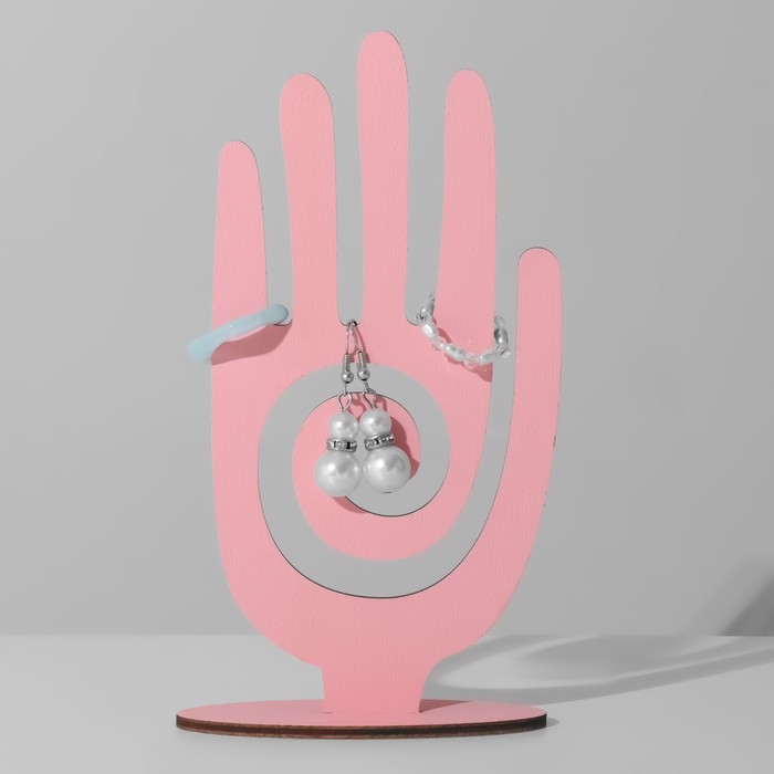 Подставка для украшений «Рука» 8,5×3×17 см, толщина 3 мм, цвет розовый