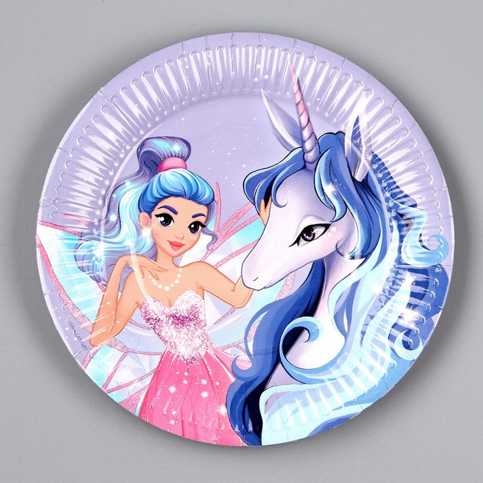 Тарелка бумажная «Единорог», 18 см, в наборе 6 шт. 9820437