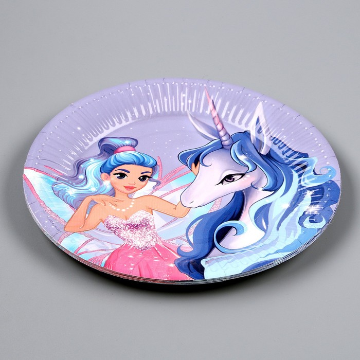 Тарелка бумажная «Единорог», 18 см, в наборе 6 шт. 9820437