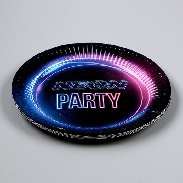 Тарелка бумажная «Неон», 18 см, в наборе 6 шт. 9820438
