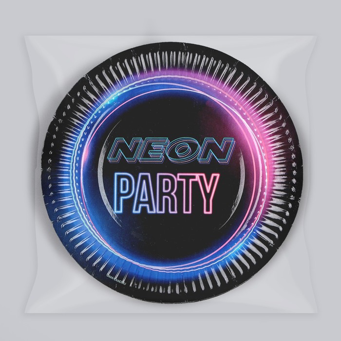 Тарелка бумажная «Неон», 18 см, в наборе 6 шт. 9820438