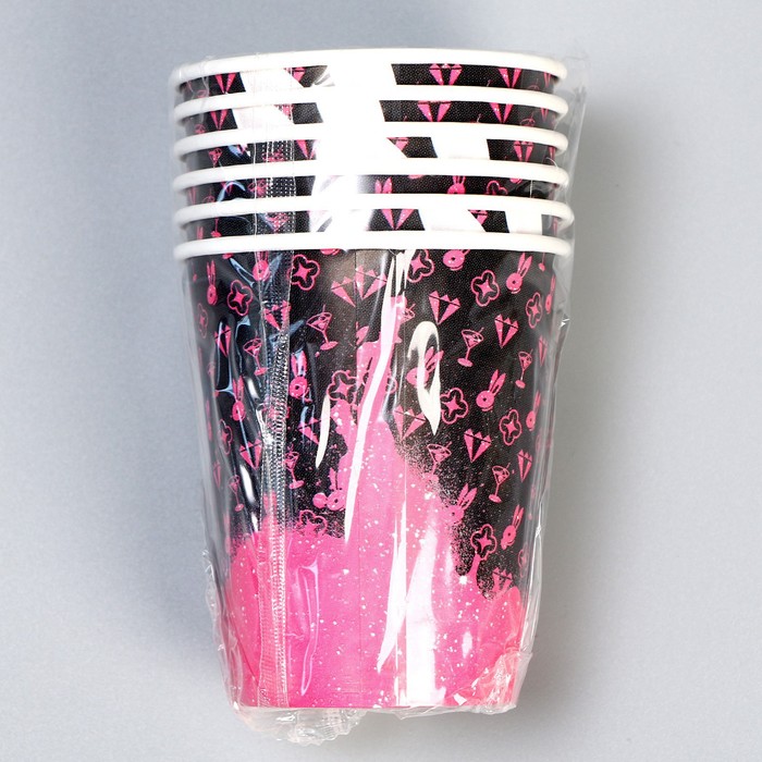 Стакан бумажный «Супер девичник», 250 мл, в наборе 6 шт. 9820465
