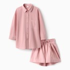Костюм для девочки (рубашка и шорты) MINAKU, цвет пудрово-розовый, рост 122-128 см - Фото 7