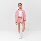 Костюм для девочки (рубашка и шорты) MINAKU, цвет пудрово-розовый, рост 134-140 см - Фото 2