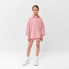 Костюм для девочки (рубашка и шорты) MINAKU, цвет пудрово-розовый, рост 134-140 см - Фото 5
