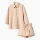 Костюм для девочки (рубашка и шорты) MINAKU, цвет бежевый, рост 122-128 см - Фото 6