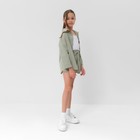 Костюм для девочки (рубашка и шорты) MINAKU, цвет оливковый, рост 146-152 см - фото 805717592