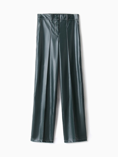 Брюки женские из экокожи MINAKU: Eco leather, зелёные, размер 46