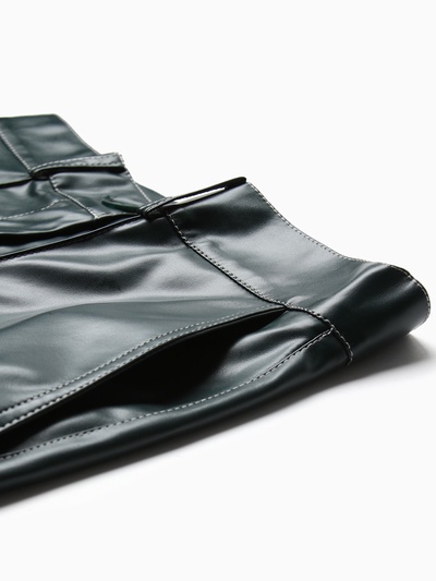 Брюки женские из экокожи MINAKU: Eco leather, зелёные, размер 50