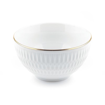 Салатник Cmielow Sofia «Отводка золото», d=11.5 см, фарфор, белый