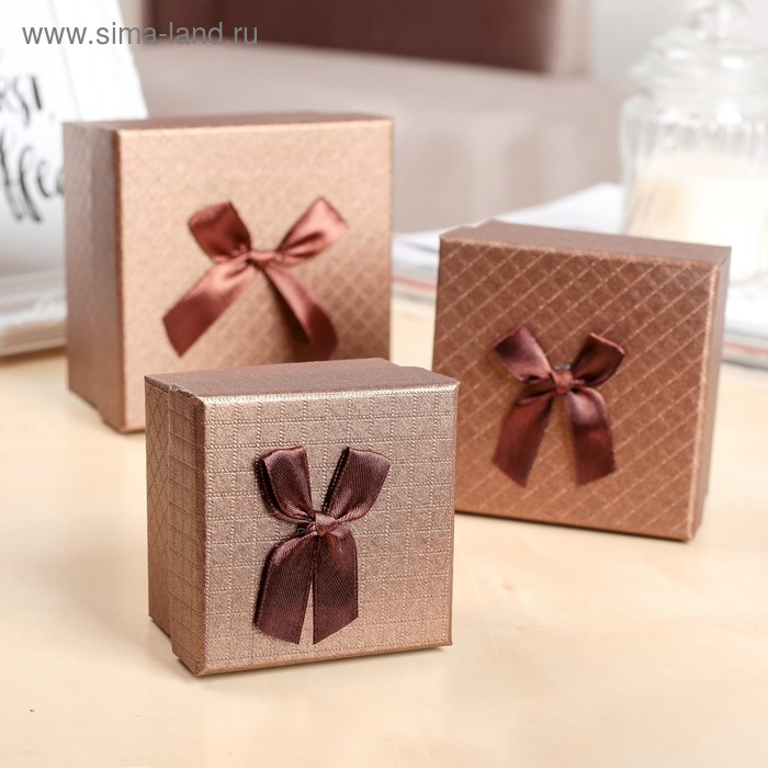 Набор коробок 3 в 1 "Торжество", коричневый, 11 х 11 х 7 - 7,5 х 7,5 х 5 см - Фото 1