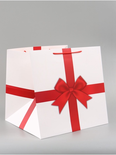 Пакет подарочный квадратный, упаковка, Red, 40×40×40 см