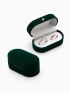 Футляр бархатный под серьги/ кольца/запонки, «Овал вытянутый» 7.5×4, цвет зелёный, вставка белая - Фото 1