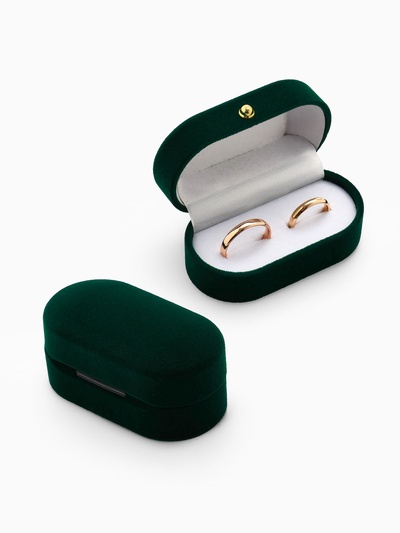 Футляр бархатный под серьги/ кольца/запонки, «Овал вытянутый» 7.5×4, цвет зелёный, вставка белая