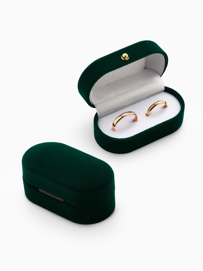 Футляр бархатный под серьги/ кольца/запонки, «Овал вытянутый» 7.5×4, цвет зелёный, вставка белая - Фото 1