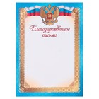 Благодарственное письмо "Символика РФ" голубая рамка, бумага, А4 - Фото 1