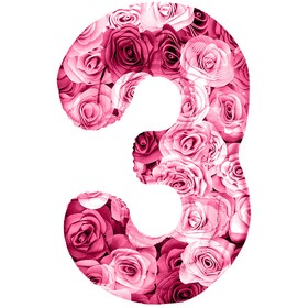 Шар фольгированный 34" «Цифра 3», симфония роз, фуше