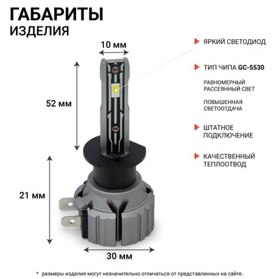Лампа LED Autoprofi, H1, 12V / 15W, 6000K, 4000 Lm, в наборе 2 шт.
