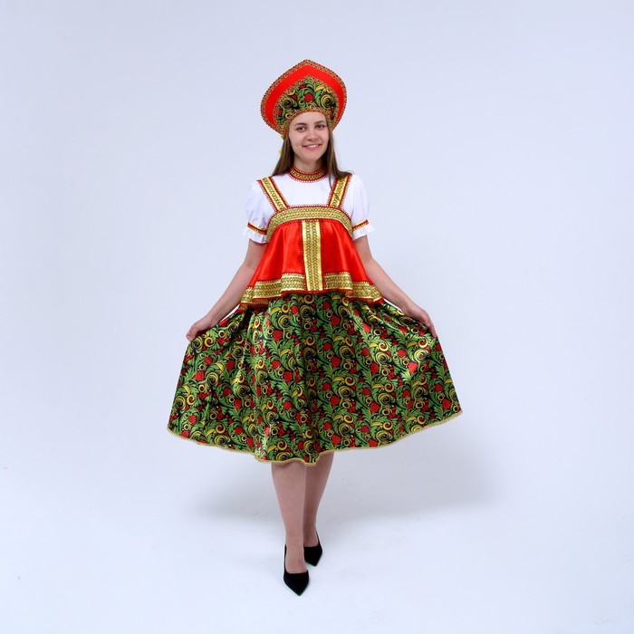 Русский костюм женский «Рябинушка», платье с отлетной кокеткой, кокошник, р. 44-46, рост 170 см - фото 1906334590