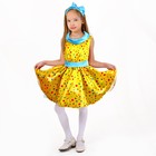 Карнавальный костюм «Стиляги 7», платье жёлтое в мелкий цветной горох, повязка, р. 32, рост 122-128 см - фото 319651251