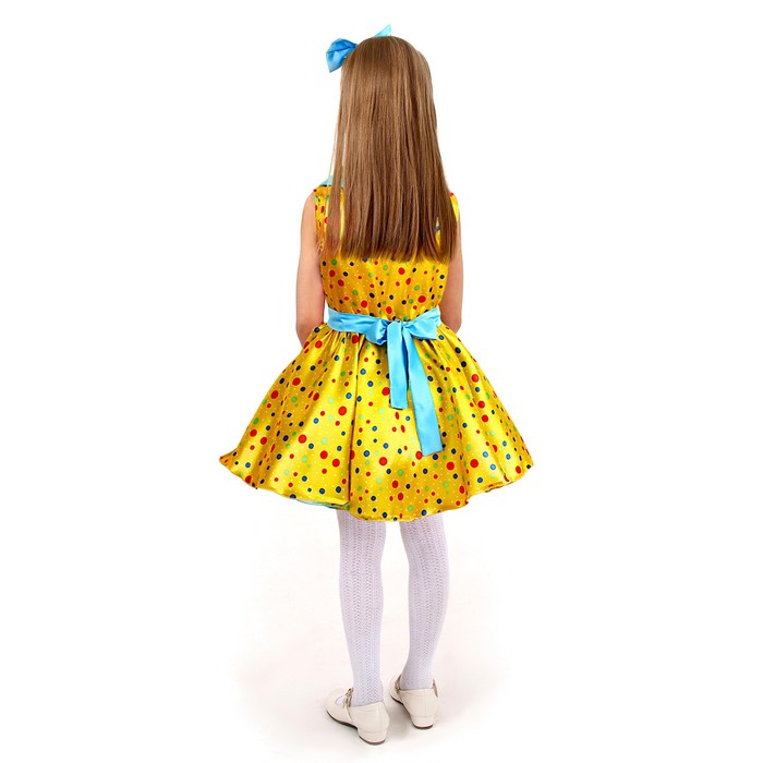 Карнавальный костюм «Стиляги 7», платье жёлтое в мелкий цветной горох, повязка, р. 32, рост 122-128 см - фото 1910717339