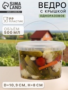 Ведро одноразовое с крышкой, 500 мл, d=10.9 см, пластик, пищевое, прозрачное - Фото 1