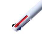 Ручка шариковая автоматическая 3-х цветная, стержень 0,8мм, с резиновым держателем - Фото 4